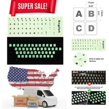 2PCS Pack Universal English Keyboard Stickers Glow in The Dark, Keyboard Lett...