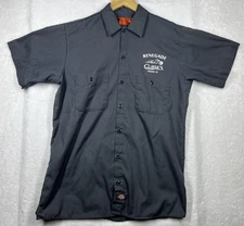 Renegade Classics Skull Motorcycles Dickies Mechanic Work Button Up Shirt Sz M
