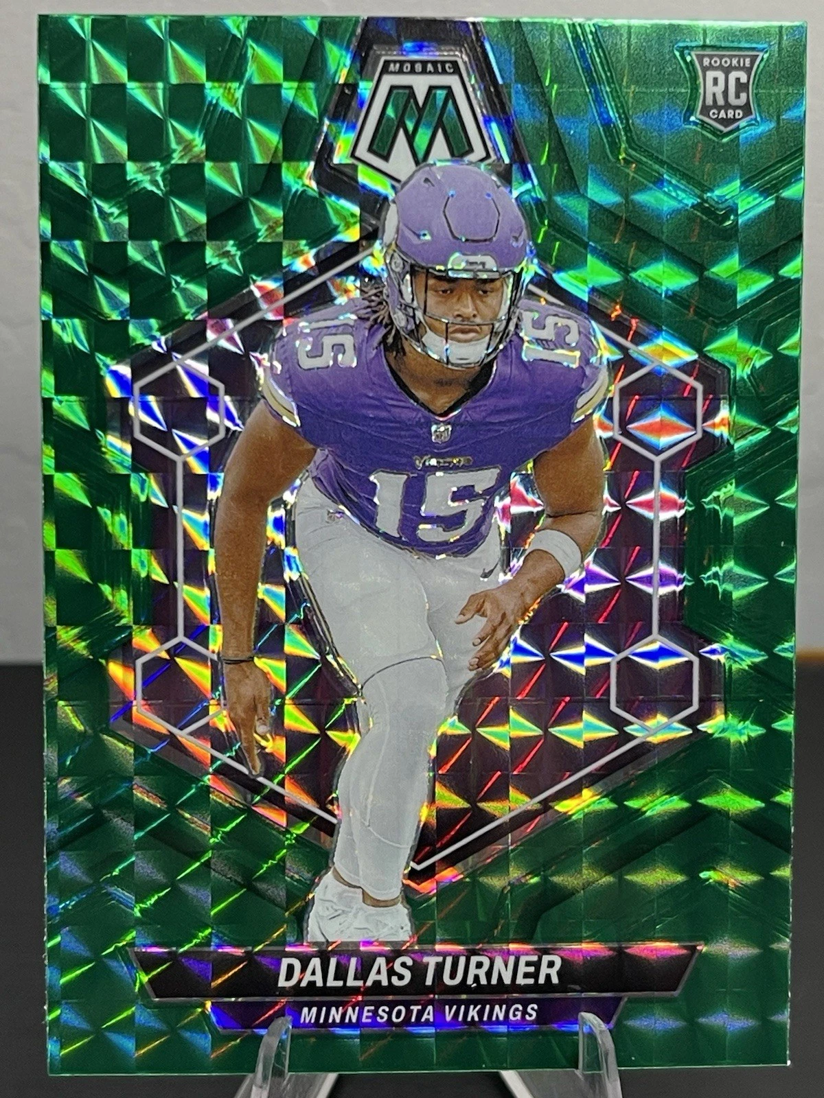 2024 Panini Mosaic #317 Dallas Turner Mosaic Green. Minnesota Vikings