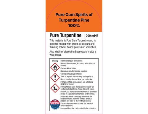 Turpentine 1000ml ( 33.81 fl oz ) 100% Pure Gum Spirits of Turpentine Pine - Picture 3 of 3