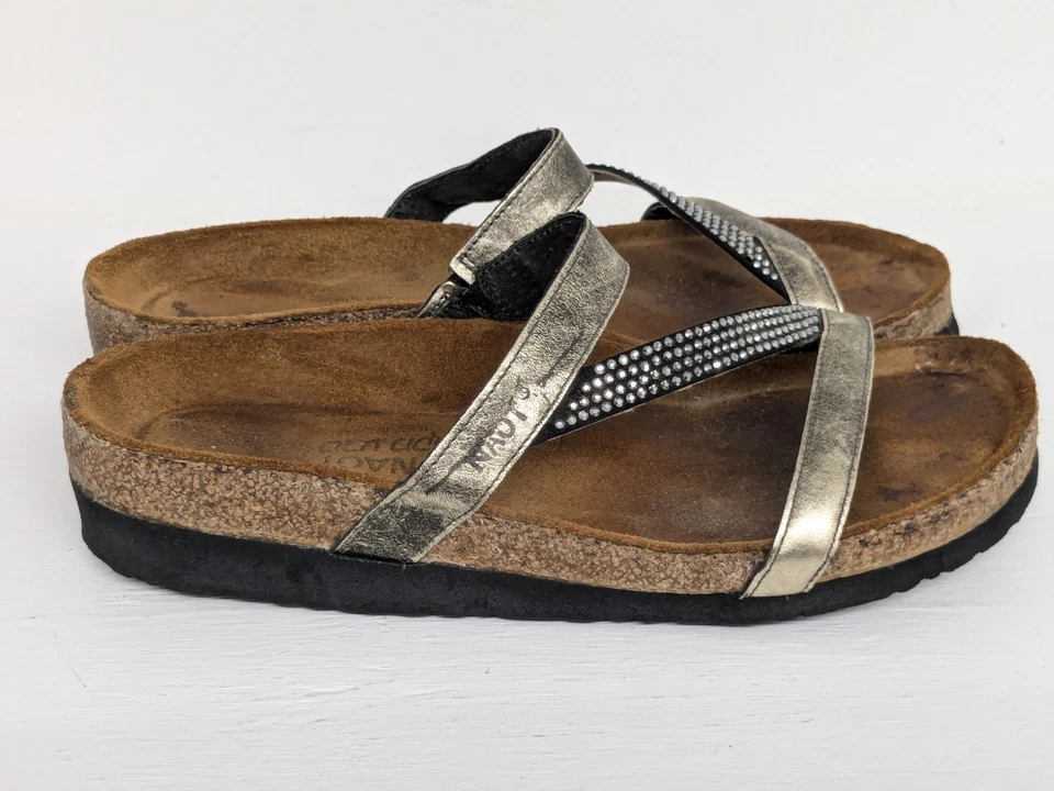 Sandalias Naot Hawaii Slide para mujer cuero plateado estrás cuña sin cordones 9 40 EUR Foto 4 de 4