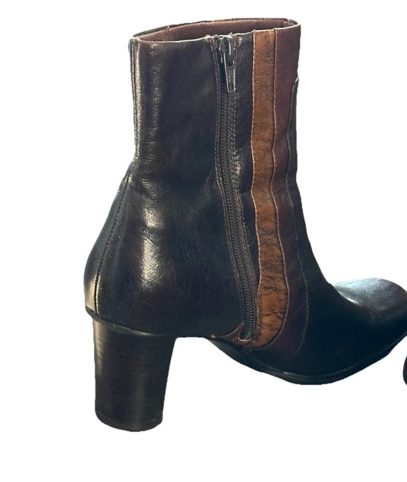 Vtg Liz Claiborne Flex Trinity Brown Leather Ankle Boots Women Sz 8M Booties Y2K - Image 4 of 4