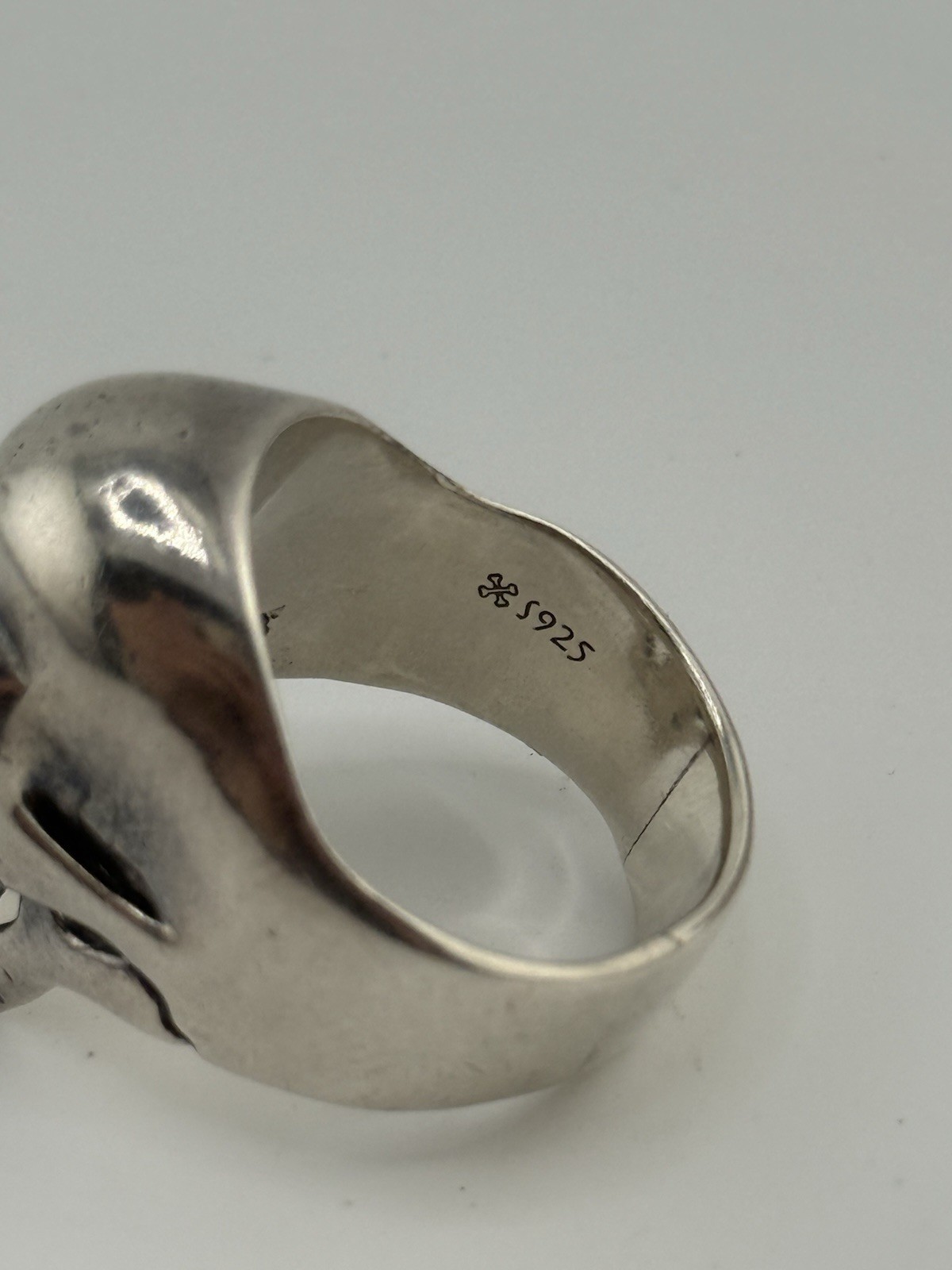 Skull Ring Solid Sterling Silver 925 Ring Heavy B… - image 8