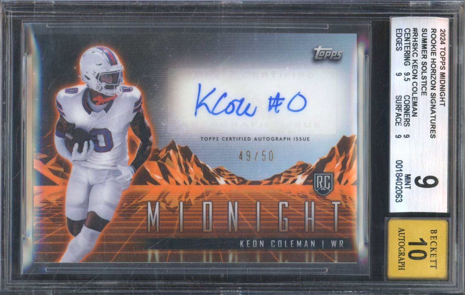 Keon Coleman Topps Midnight Rookie Horizon Signatures #RHSKC Summer Solstice