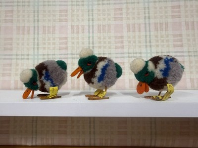 VINTAGE STEIFF BOMMEL WOLLE ENTE VOGEL X3 süß Top Zustand