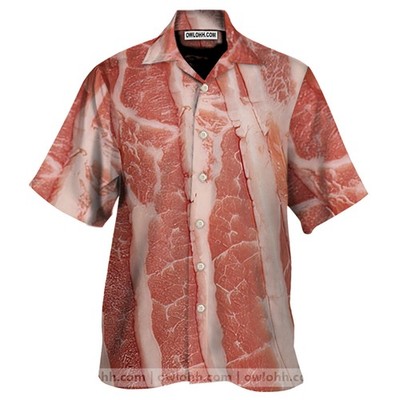 Raw Bacon Print Men8217s Short Sleeve Shirt_qfj_86