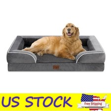XL Dog Bed with Bolster Waterproof Orthopedic Foam Dog Beds Washable Dog Sofa