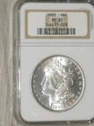 1885-P Morgan Silver Dollar $1 90% Silver NGC MS63 BU/UNC Bright White Nice Coin
