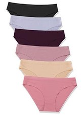 6 Pack Women  s Seamless Hipster Underwear No Show Panties Large Solid 1