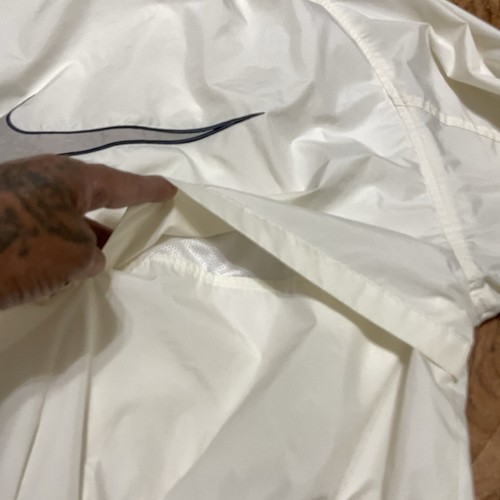 Nike White Ivory Bomber Jacket Womens Size Medium Vintage Windbreaker Big Swoosh - Picture 7 of 13