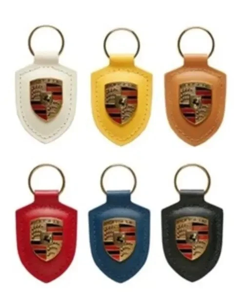 Authentic Porsche Keychain - Classic Red Leather & Metal Key Ring