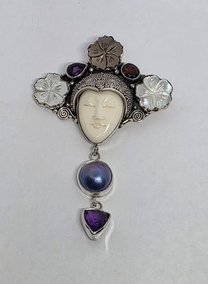 D'Joy Bali Goddess Carved (925 Sterling Silver) Pendant/Brooch