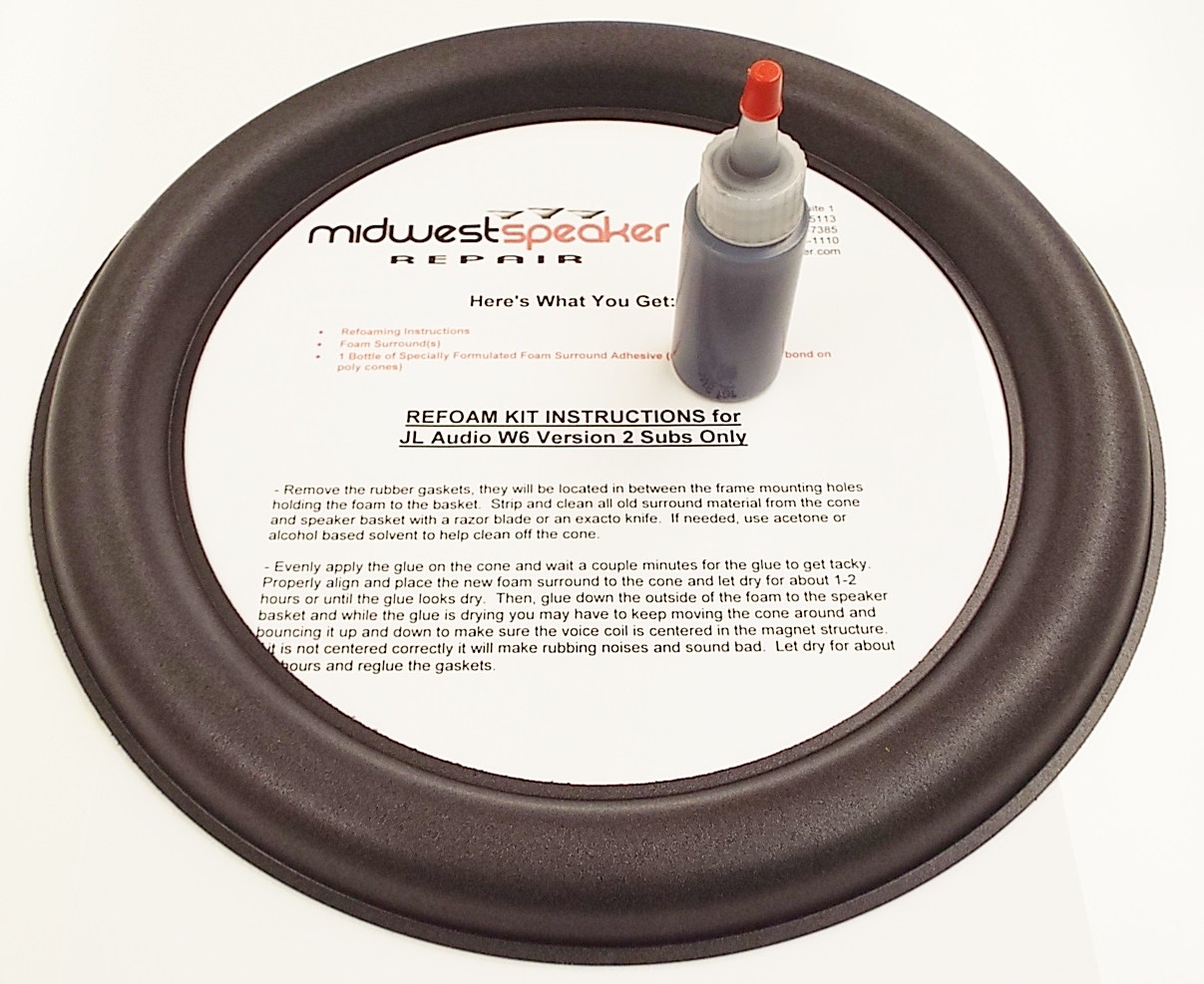 JL Audio 10W6v2 10" Subwoofer Refoam Repair Kit 1 Foam w/ Free US