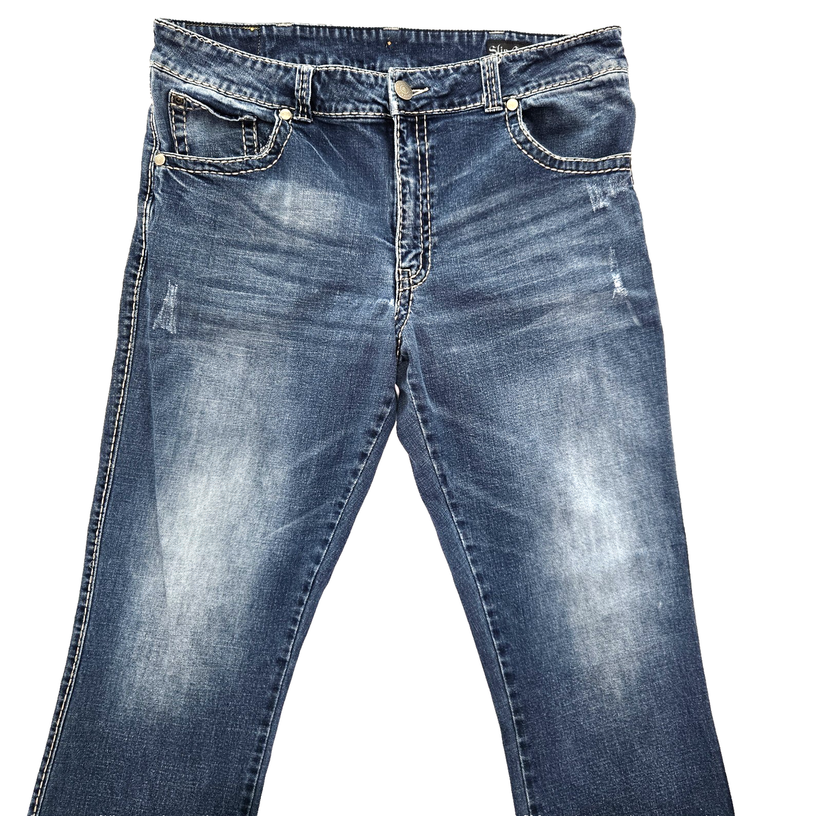 Rock 47 Wrangler Jeans Men's 39x35 Blue Denim Slim Bootcut Thick