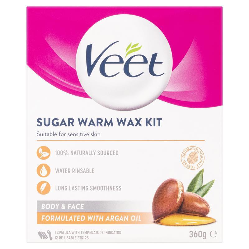 Veet Warm Wax Hair Removal Kit with Argan Oil 360g