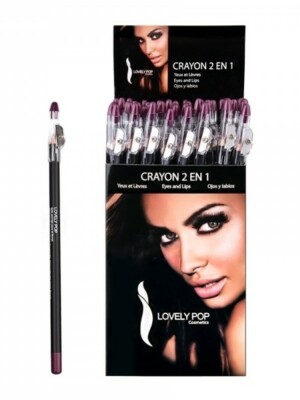 Bleistift 2 in 1 Augen und Lippen mit Bleistiftspitzer Lovely Pop Pflaume