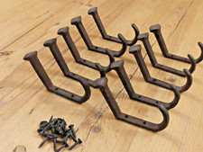 10 Rustic Coat Hooks Cast Iron Wall Mount Hat Hook Towel Railroad Spikes Bath