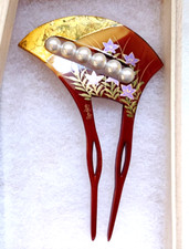Vintage Hair pin " Kanzashi " Hair ornaments Kimono accessories w/wooden box