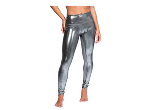 NWT silver grey Liquid Metal look Rebel Athletic Cheer leggings extra small AXS