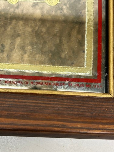 Vtg Budweiser King of Beers Clydesdales Mirror Advertising Sign Bar Pub Framed - 第 7/13 張圖片