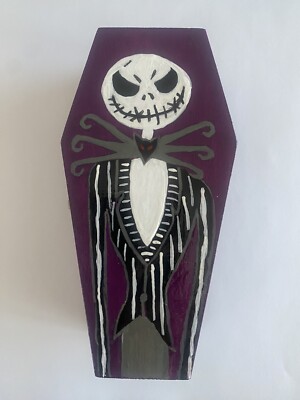 Hand Painted Jack Skellington Nightmare Before Christmas Wooden Coffin Box