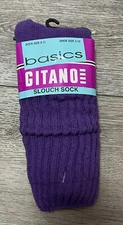 New Vintage Gitano Basics Purple Ribbed Scrunch Slouch Socks Fits Shoe Size 4-10