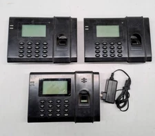 LOT OF 3 AMANO FINGERPRINT TIME CLOCK W/ ONLY ONE POWER ADAPTER