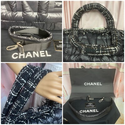 CHANEL Doudoune Coconage Bag Black Nylon/Tweed Ladies 2WAY w