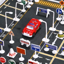 56 Pcs Road Signs for Kids Cars Traffic Toys Barricade
