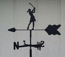 female golfer weathervane black wrought iron look roof mount made in usa