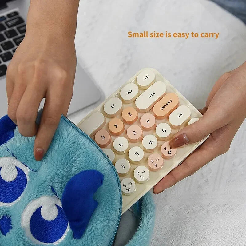Wireless Keyboard and Mouse, Cute Colorful 68 Round Keycap Compact Keyboard - Image 4 of 4