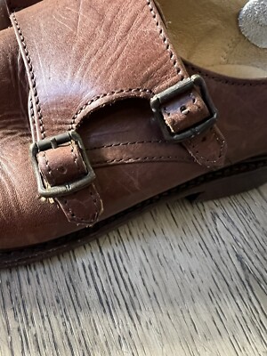 John A Frye Brown Leather Double Monk Straps Dress Shoes Men  display picture 1