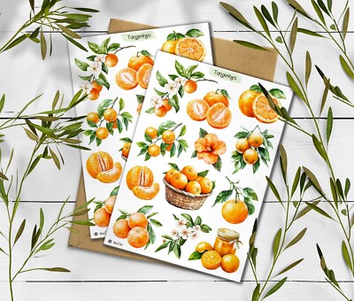 Mandarinen Aufkleber. Mandarine Obst Aufkleber. Planer, Scrapbooking