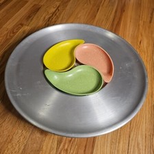 Mid Century Modern West Bend Aluminum Revolving Tray 20" Platter Lazy Susan