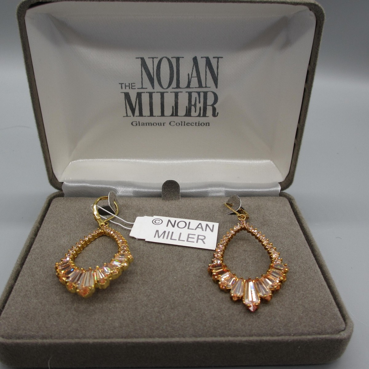 Vtg Nolan Miller Earrings Rhinestone Pierced Drop Dangle  vtg NOLAN MILLER tonal Crystal drop earrings main image 0