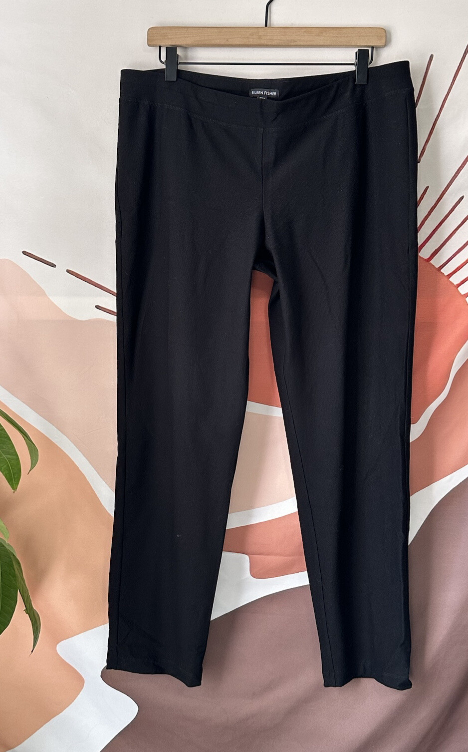 EILEEN FISHER Size MEDIUM Solid Black Pull On PAN… - image 1