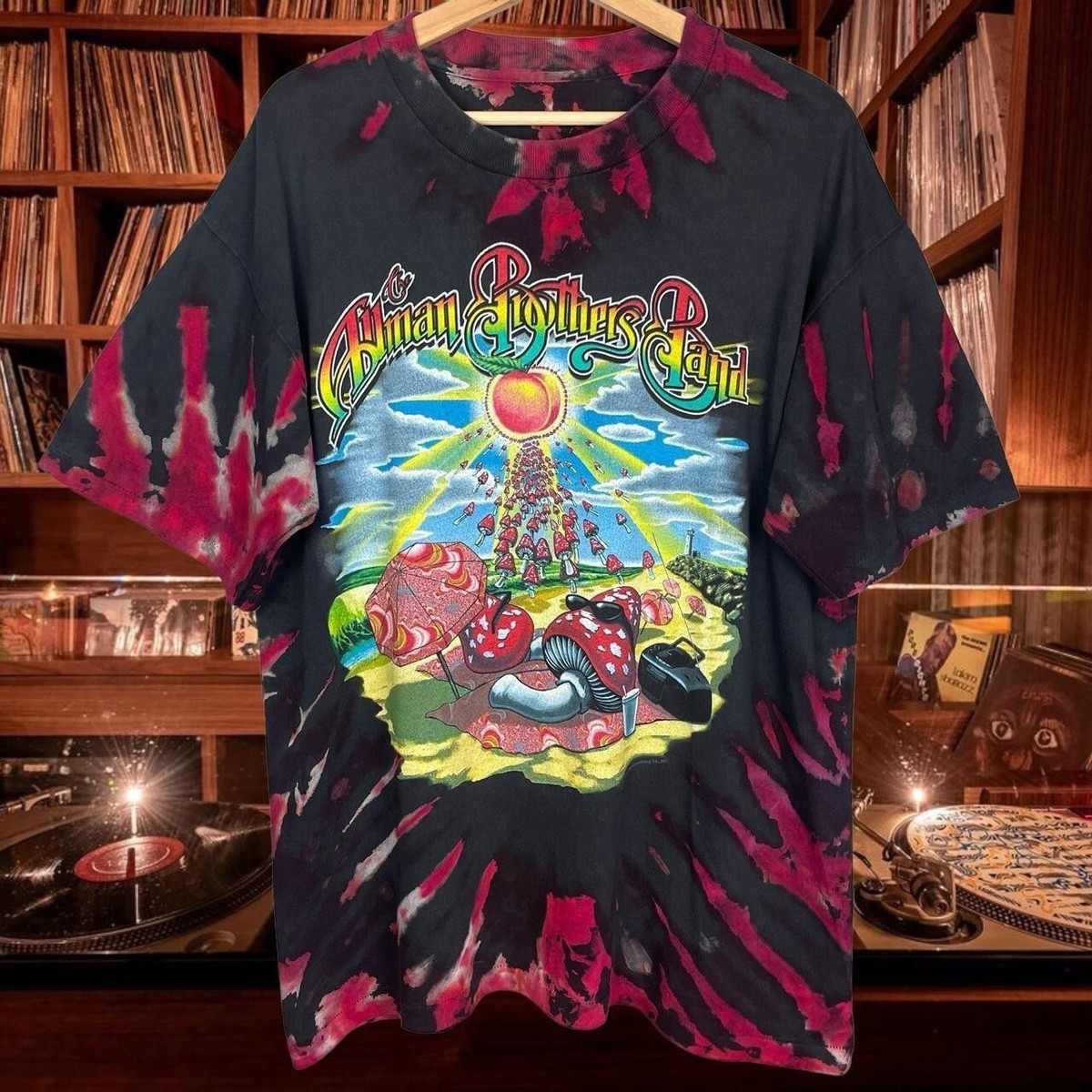 Vintage Allman Brothers Mens Shirt Brown Tie Dye 1998 Summer Tour