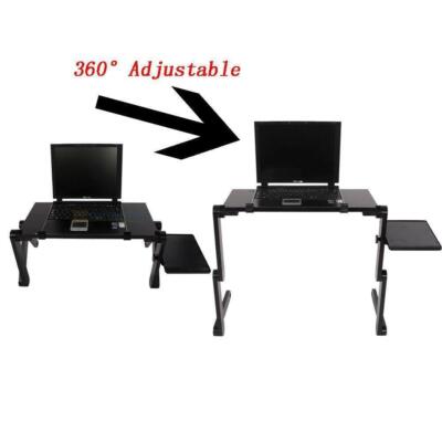360° Adjustable foldable Laptop Notebook Desk Table Hole Stand Bed Tray New