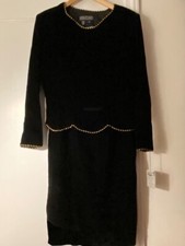 SALE! NOS NWT Blk VELVET 2pc dressy H. GEIST DRESS gold trim /women 10 Orig $168