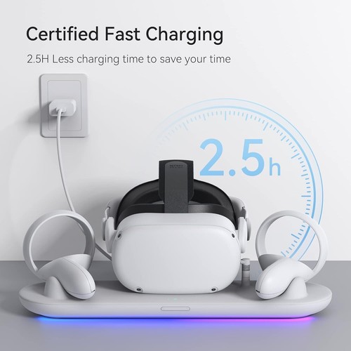 KIWI Design Dock Kompatybilny z Quest 2, stacja ładująca zestaw słuchawkowy i sterowanie - Zdjęcie 5 z 8