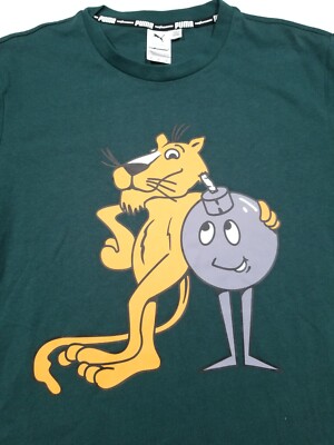 PUMA X THE HUNDREDS Collab T-Shirt Street wear Ponderosa Pine Green M Excellent 