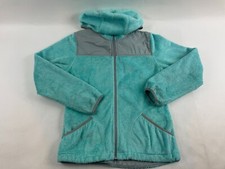 Free Country Jacket Girl's Size XL Turquoise Gray Full Zip Hoodie Pockets Fleece