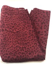 Current Elliot The Stiletto Woman  s Jeans 32 Cheetah Blood Red Skinny Ankle Crop