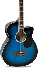 Acoustic Electric Bass Guitar - Full Size, 4 String, Fretted Bass Guitar - Blue