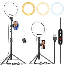 Kaiess 10.2" Selfie Ring Light with 65" Adjustable Tripod Stand & Phone Holde...