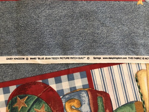 Daisy Kingdom #4482 "Blue Jean Teddy Picture Patch Quilt" Cotton Fabric Panel - Picture 7 of 7