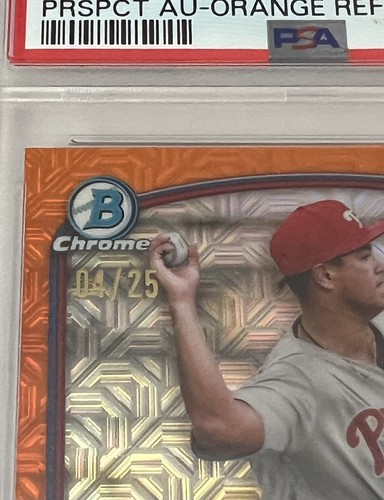 2023 Bowman Chrome Mega Box Hao Yu Lee Orange Mojo Refractor Auto #4/25 PSA 10 - Picture 2 of 3