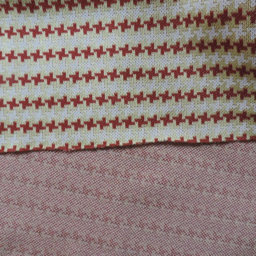 1970s Light Double-Knit Herringbone Weave Brown/Yellow/White W: 60" L 1 Yard 22" - Picture 3 of 3