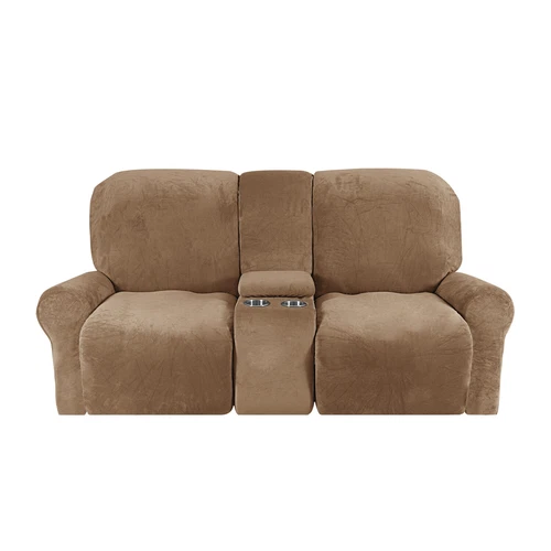 2-Sitzer Stretch Liegesofa Bezug Samt Schonbezug mit Getränkehalter Mittelkonsole - Bild 74 von 104