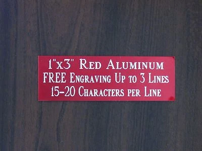 FREE CUSTOM ENGRAVED 1"x3" RED NAME PLATE ART-TROPHIES-GIFT-TAXIDERMY-FLAG CASE